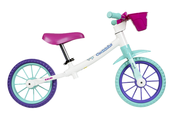BICICLETA CALOI BALANCE CECIZINHA ARO(12) COR BRANCO/AZUL PISCINA FEMININA
