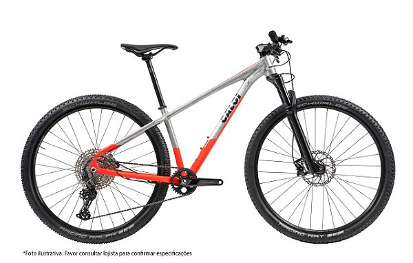 BICICLETA MTB ARO (29) CALOI ELITE ALUMINIO SHIMANO DEORE 12V FREIO DISC HIDRÁULICO QUADRO 19 (G) COR ALUMINIO/VERMELHO