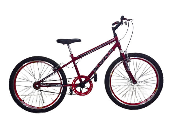 BICICLETA MTB SANS MASCULINA ARO(24) COR VERMELHA S/MARCHA FREIO V/BK RODA AERO