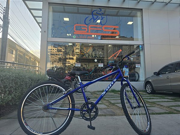 BICICLETA MTB SANS MASCULINA ARO(26) COR AZUL S/MARCHA FREIO V/BK RODA AERO