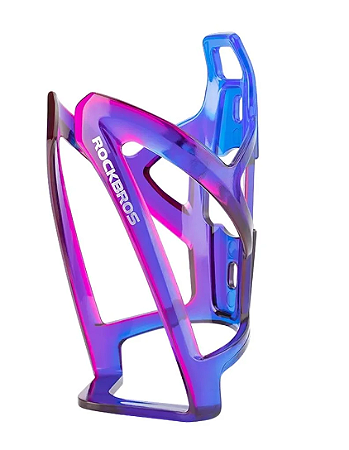 SUPORTE CARAMANHOLA GARRAFA SQUEEZE ROCKBROS POLICARBONATO BICOLOR ROXO/AZUL COM PARAFUSO INOX