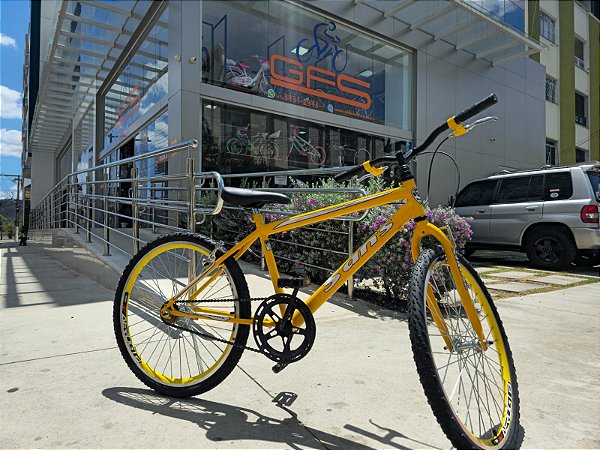 BICICLETA ARO (24) MASCULINA COR AMARELA S/MARCHA MARCA SANS