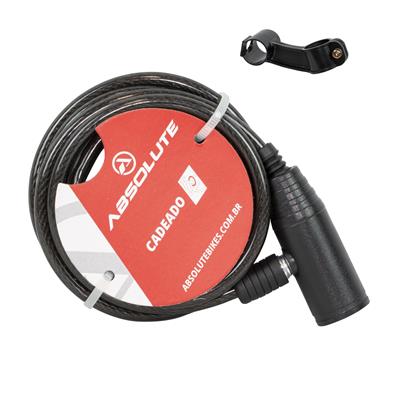 CADEADO ABSOLUTE COM CHAVE 1,5MX6MM ESPIRAL PRETO