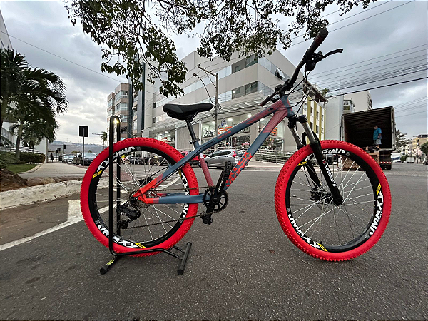 BICICLETA ARO (26) TAM PP (13) COR CINZA/LARANJA C/MARCHA 8V MARCA PRO-X RUSTIC