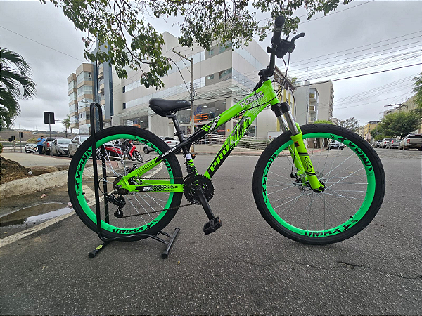 BICICLETA ARO (26) TAM PP (13) COR VERDE NEON C/MARCHA 8V MARCA PRO-X RUSTIC