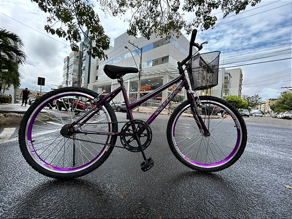 BICICLETA ARO (24) FEMININA COR ROXO S/MARCHA MARCA SANS