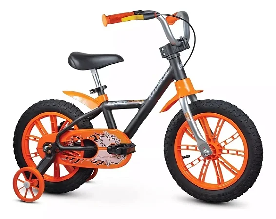 BICICLETA ARO (14) MASCULINA COR PREO/LARANJA S/MARCHA MARCA NATHOR FIRST PRO
