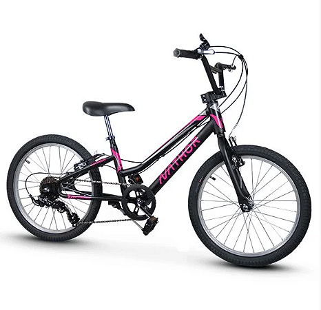 BICICLETA ARO (20) FEMININA COR PRETA/ROSA C/MARCHA 6V MARCA NATHOR HARMONY