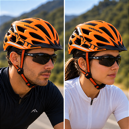 CAPACETE ADULTO LARANJA POLISPORT VELOSTER SEM LED TAMANHO G (56 - 60)