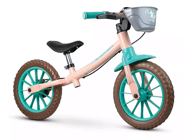 BICICLETA NATHOR BALANCE SEM PERAL ARO(12) COR ROSA / AZUL FEMININA