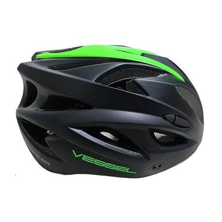 CAPACETE ADULTO PRETO/VERDE VESSEL C/LED