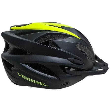 CAPACETE ADULTO PRETO/AMARELO VESSEL C/LED