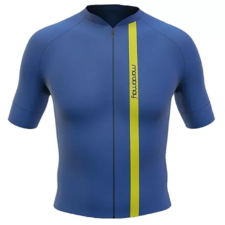 CAMISA CICLISMO MASCULINA MARCIO MAY CLASSIC AZUL/AMARELO TAMANHO 4G
