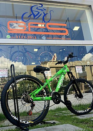 BICICLETA MTB FREERIDE ARO (26) VIKING TUFF 25 YAMADA 21V FREIO DISC MECANICO QUADRO 13 (PP) COR VERDE