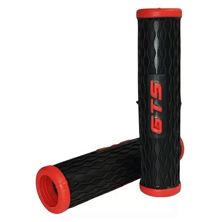 PAR DE MANOPLA PUNHO BIKE MTB GTS PRETO/VERMELHO BORRACHA