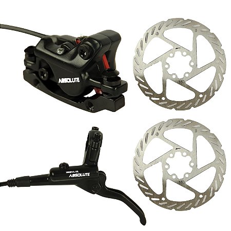 KIT COMPLETO FREIO A DISCO HIDRÁULICO ABSOLUTE M220 COM 2 PISTOES (MAÇANETA, PINÇA, MANGUEIRA E DISCO) SEM CAIXA