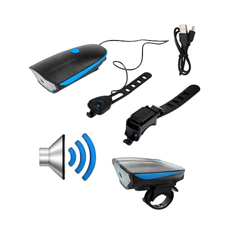FAROL BIKE IDEA 250 LUMENS RECARREGÁVEL USB COM BUZINA
