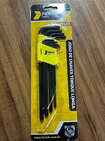 JOGO CHAVE TORX  9 PÇS FERTAK LONGA T10 A T50