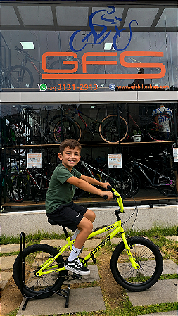BICICLETA ARO (20) MASCULINA COR AMARELA NEON S/ MARCHA PRO-X SERIE 5 LIMITED EDITION OVER