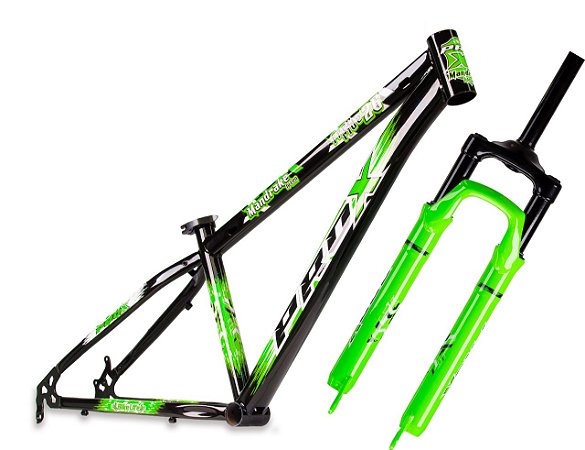 KIT QUADRO PRO-X MANDRAKE ARO 26" QUADRO PRETO COM ADESIVO VERDE E SUSPENSÃO VERDE