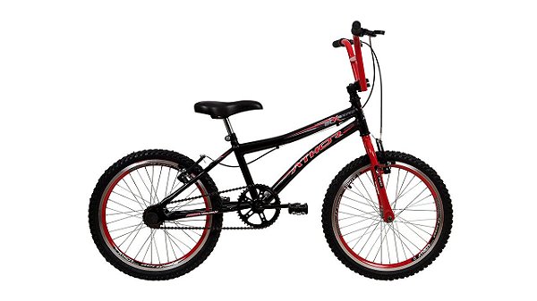 BICICLETA ARO (20) MASCULINA COR PRETO/VERMELHO  S/ MARCHA ATHOR ATX