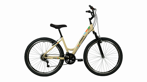 BICICLETA MTB ARO (26) FEMININA COR BEGE C/MARCHA 18V FREIO V-BRAKE ATHOR ONE