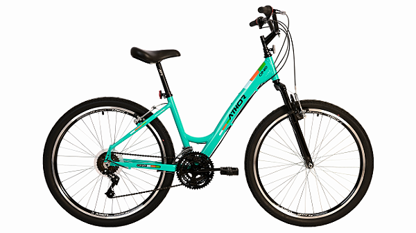 BICICLETA MTB ARO(26) FEMININA COR VERDE TURQUESA C/MARCHA 18V FREIO V-BRAKE ATHOR ONE