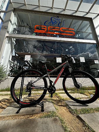 BICICLETA MTB ARO 29 HOUSTON KAMP CÂMBIO SHIMANO 21V FREIO DISC MECÂNICO 15 (P) INOX/VERMELHO