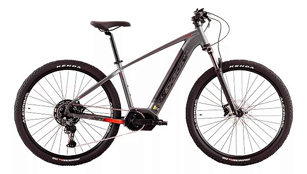 BICICLETA MTB ELÉTRICA ARO 29 OGGI 8.2 SHIMANO CUES 10V FREIO DISC HIDRAULICO QUADRO 19 (L) CINZA/PTO/VERM