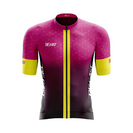 CAMISA CICLISMO FEMININA BE FAST ROSA/AMARELO/PRETO TAMANHO P