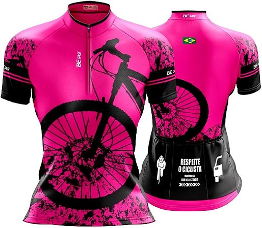 CAMISA CICLISMO FEMININA BE FAST ROSA /PRETO BIKE