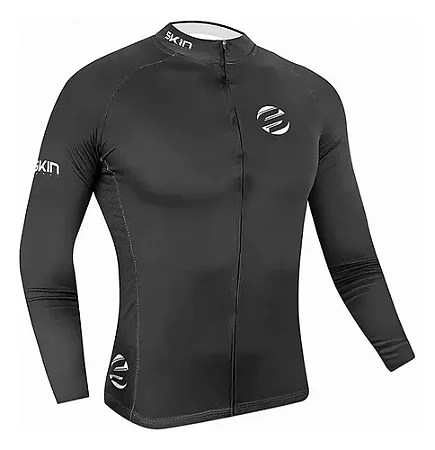 CAMISA CICLISMO MASCULINA SKIN MANGA LONGA SPORT PRETO TAMANHO M