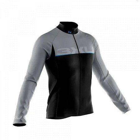 CAMISA CICLISMO MASCULINA 3XU CINZA/PRETO/AZUL TAMANHO M