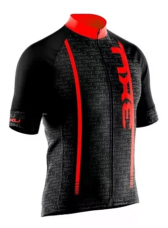 CAMISETA CICLISMO MASCULINA 3XU PRETA/VERMELHO TAMANHO G