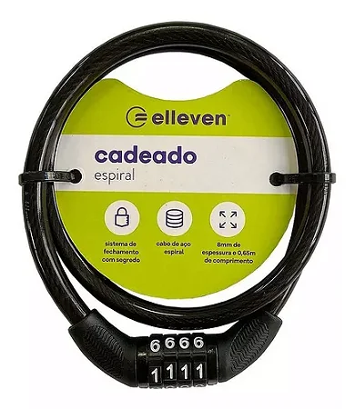 CADEADO PARA BICICLETA ELLEVEN COM SEGREDO 0,65CMX8MM