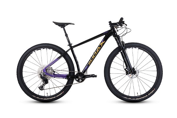 BICICLETA MTB ARO (29) AUDAX 400 SHIMANO DEORE 12VELOCIDADES (1X12) FREIO DISC HIDRAULICO TAMANHO 21 (GG) PRETO/LILAS