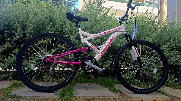 BICICLETA ARO (26) FEMININA COR BRANCA/ROSA C/ MARCHA 21V VIVID