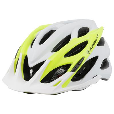 CAPACETE ADULTO BRANCO/AMARELO NEON ABSOLUTE WILD C/LED TAMANHO G  (58 - 61)
