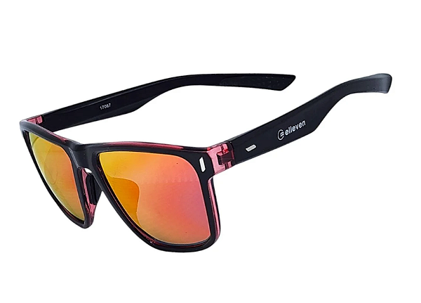 ÓCULOS CASUAL POLICARBONATO ELLEVEN PRETO/VERMELHO