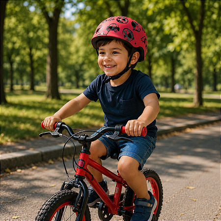 CAPACETE INFANTIL VERMELHO PTK TOYS S/ LED COM APOIO DE NUCATAMANHO P (48 - 55)