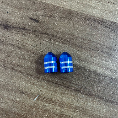 PAR TAMPA DE VALVULA ALUMINIO AZUL CURTA