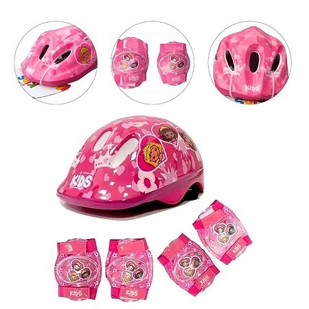 CAPACETE KIT INFANTIL PRINCESA + JOELHEIRA COTOVELEIRA TAMANHO M ABSOLUTE