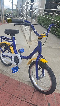BICICLETA ARO (16) MASCULINA TIPO MONARETA S/MARCHA AZUL/AMARELA