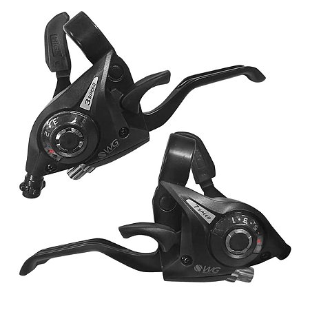 PAR DE PASSADOR/ALAVANCA DE CAMBIO 21VELOCIDADES COM MANETE INTEGRADA NYLOR PRETO WG SPORTS