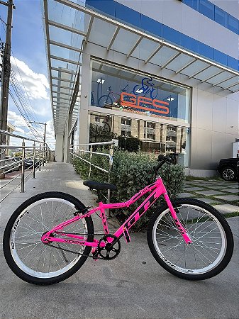 BICICLETA ARO (24) FEMININA COR ROSA S/ MARCHA FREIOS V-BRAKE GTI ATENA
