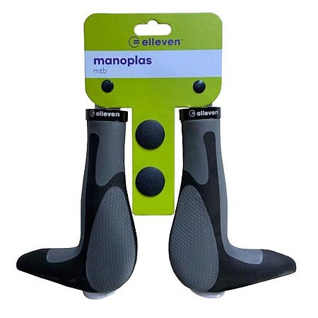 PAR DE MANOPLA PUNHO BIKE MTB ELLEVEN ERGONOMICA COM BAR END PRETO/CINZA BORRACHA
