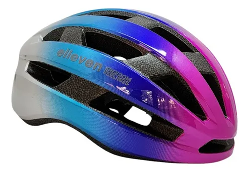 CAPACETE ADULTO ROSA/ROXO/AZUL ELLEVEN INMOLD RACE S/ LED TAMANHO G 57-62