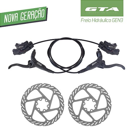 KIT COMPLETO FREIO A DISCO HIDRÁULICO POLYBAG COM 2 PISTOES (MAÇANETA, PINÇA, MANGUEIRA E DISCO)