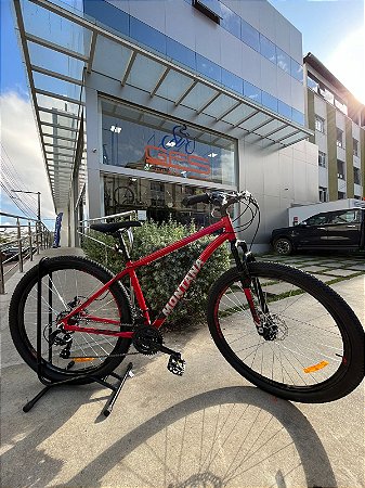 BICICLETA MTB ARO (29) CALOI MONTANA 21 VELOCIDADES (3X7) FREIO DISC MECÂNICO TAMANHO 17 (M) COR VERMELHO