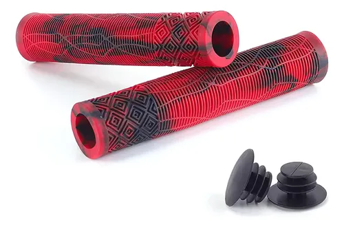PAR DE MANOPLA PUNHO BIKE BMX BORRACHA VELOOH 165MM VERMELHO/PRETO
